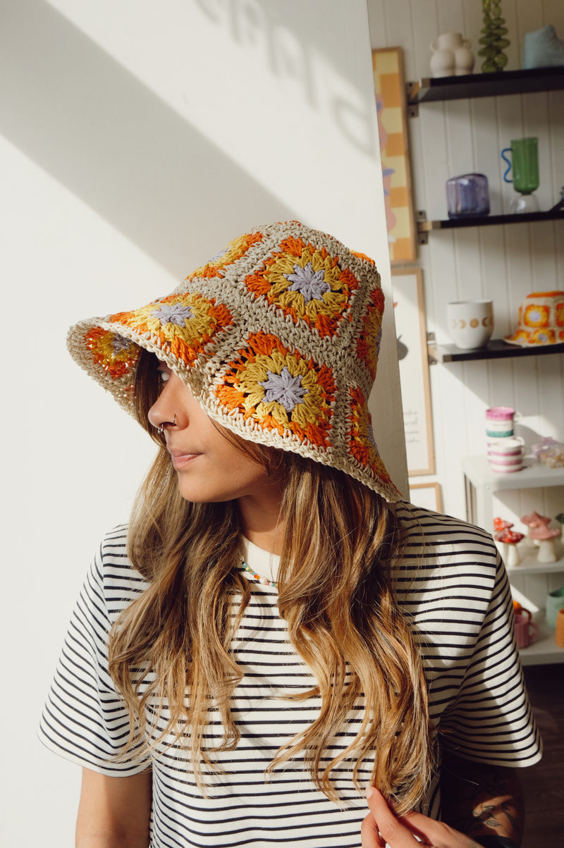 Mady Multicoloured Crotchet Bucket Hat