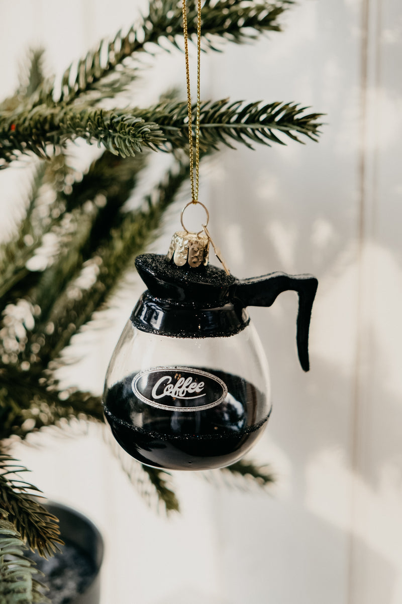 Lukes Gilmore Inspired Coffee Server Glitter Glass Christmas Tree Bauble