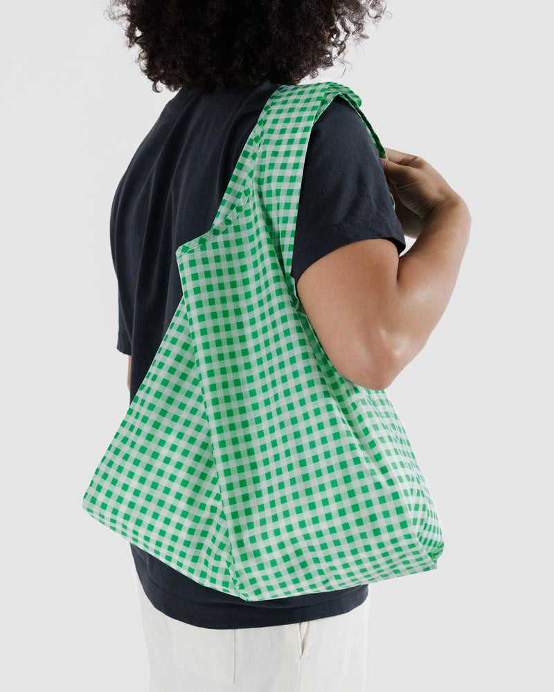 Green Gingham Reusable Shopper Bag