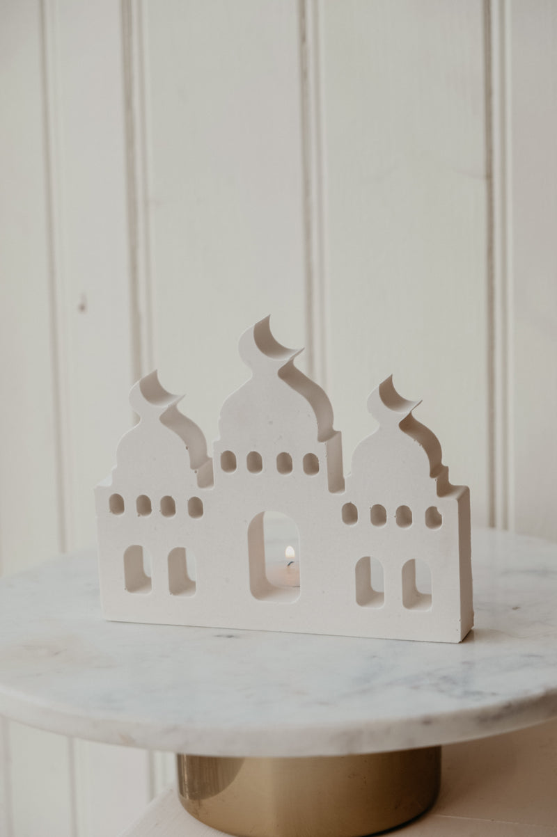 Eid / Ramadan Mosque Tealight Display Concrete Decor