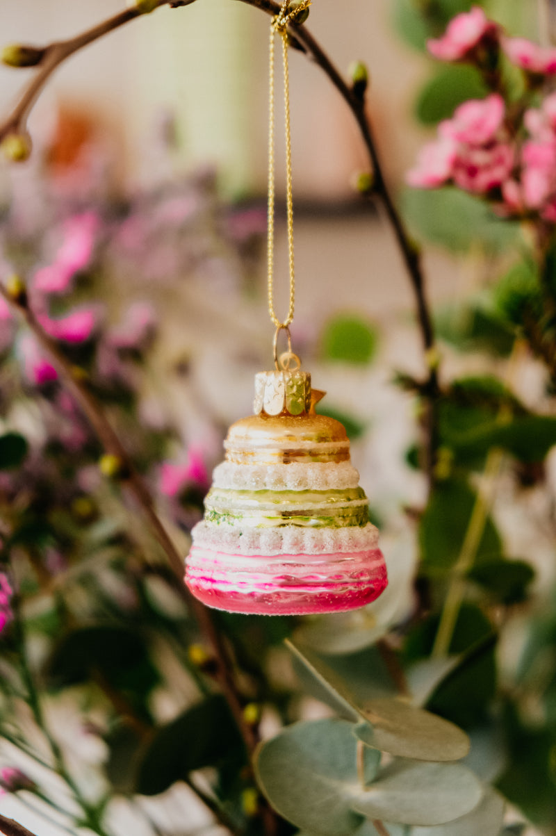 Pastel French Macaron Glass Easter Ornament Decor