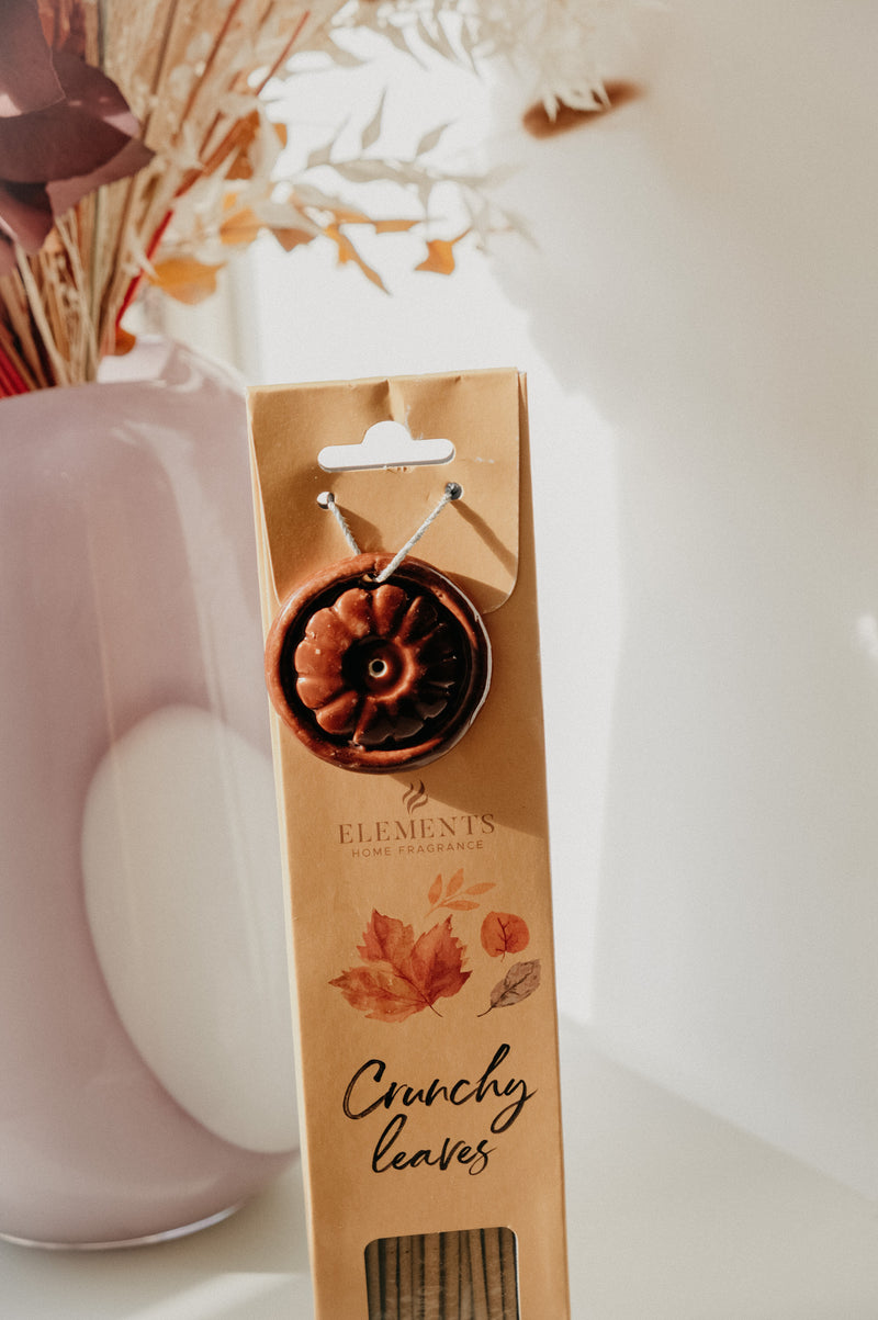 Crunchy Leaves Incense Sticks with Ceramic Holder