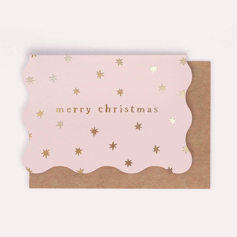Merry Christmas Gold Stars Christmas Greetings Card