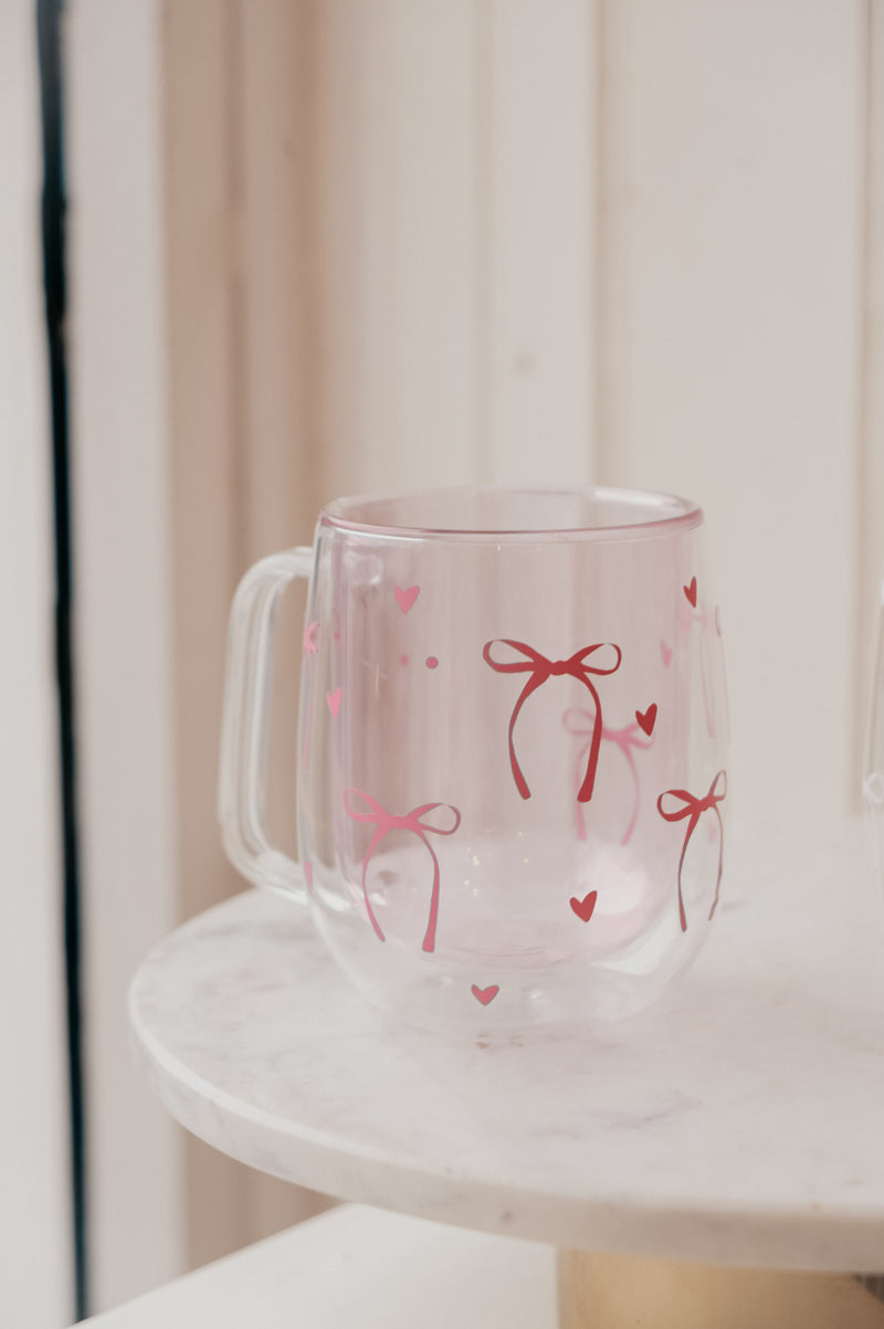 Baby Pink Double Layered Bow Coffee Mug - select from white bows or pink bows