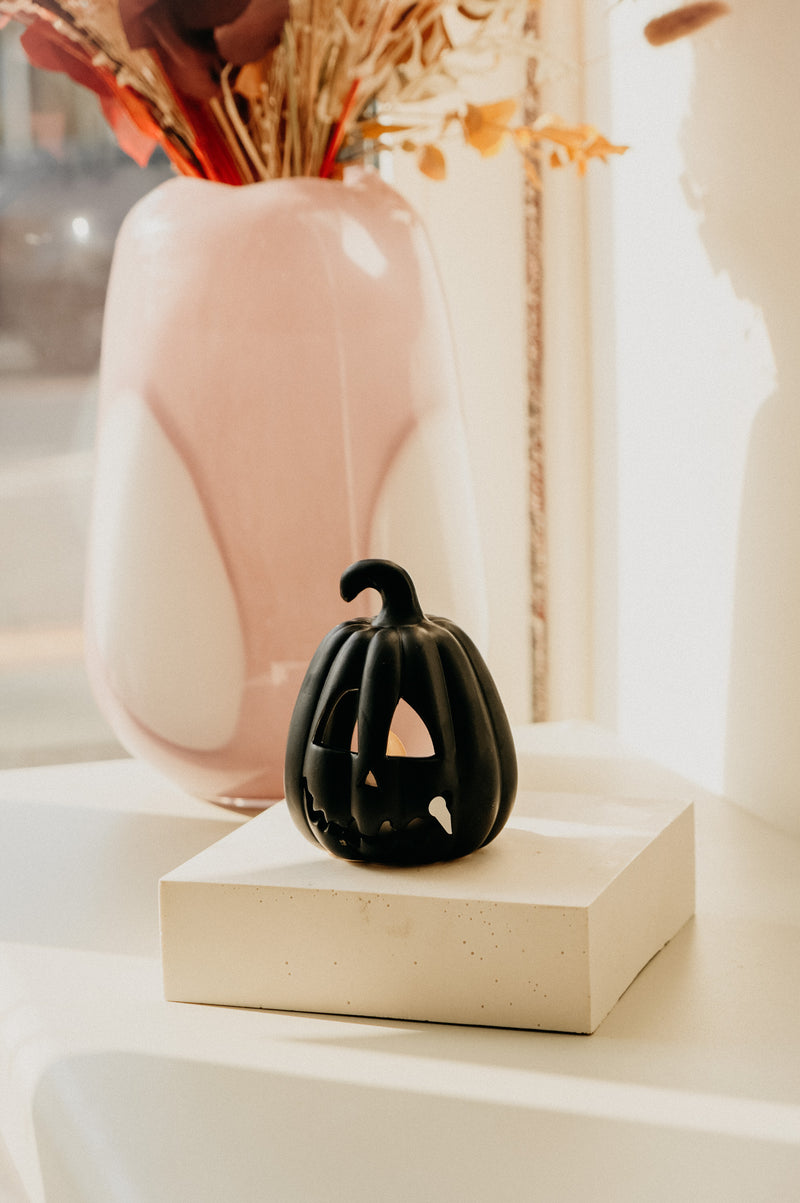 Matt Black Jack-o-Lantern Tealight Holder