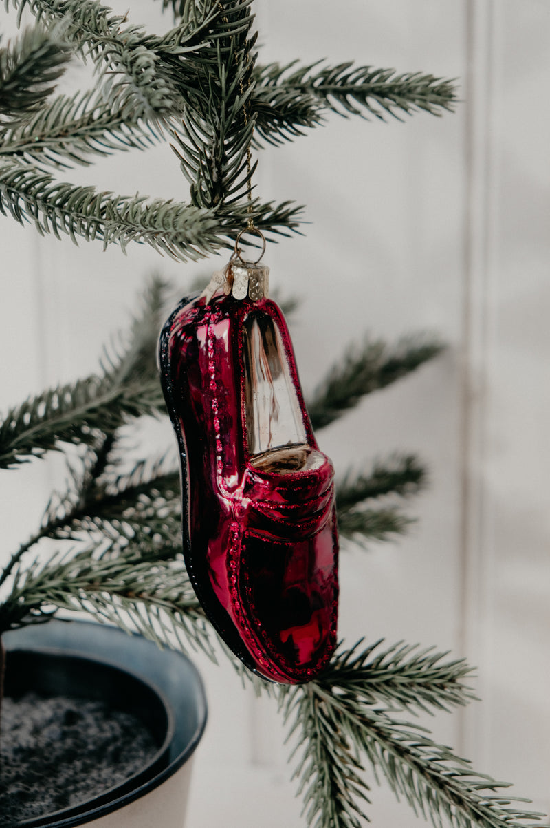 Spencer Loafer Shoe Red Glitter Christmas Bauble Ornament