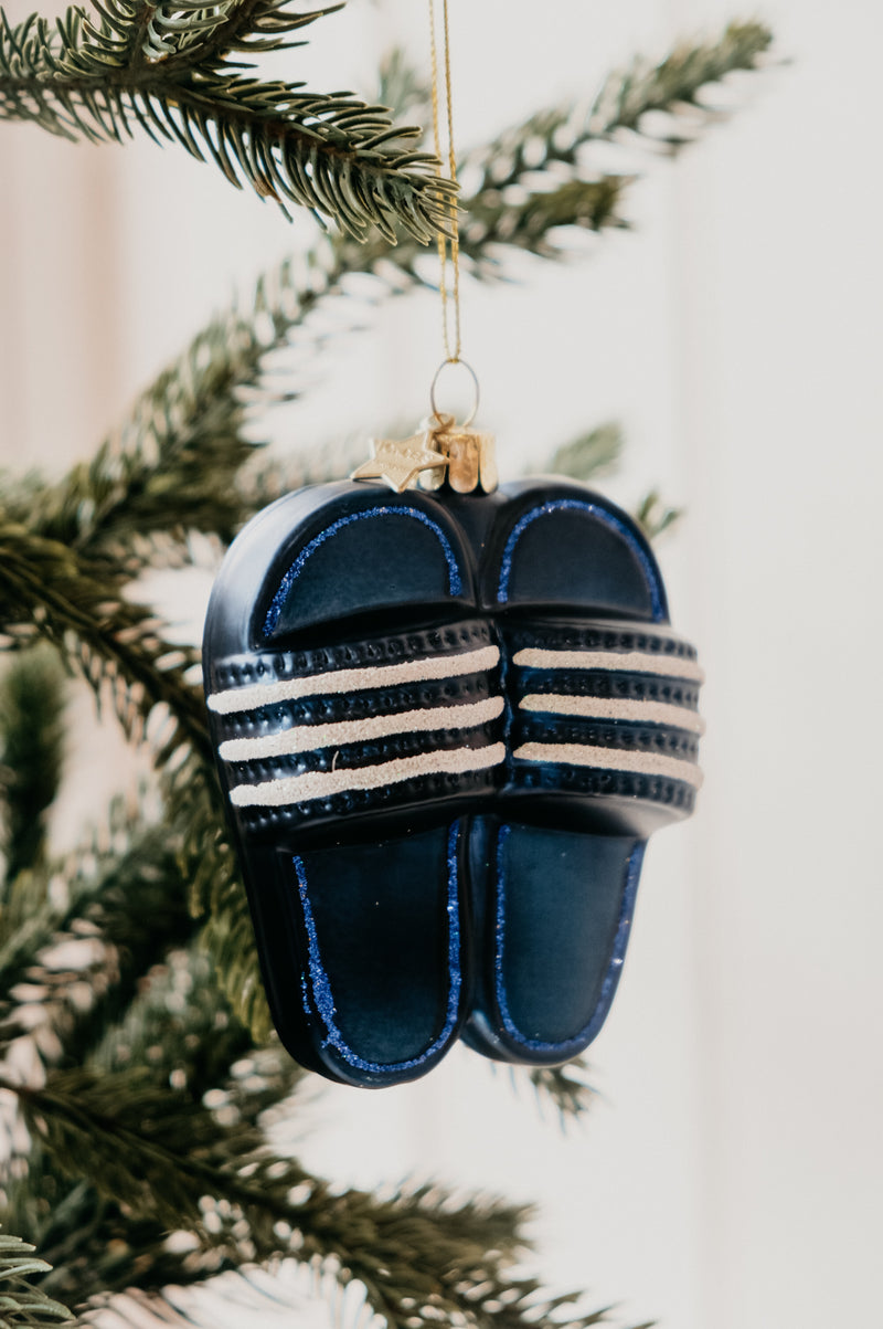 Max Navy Slider Flip-Flops  Glitter Glass Christmas Tree Bauble