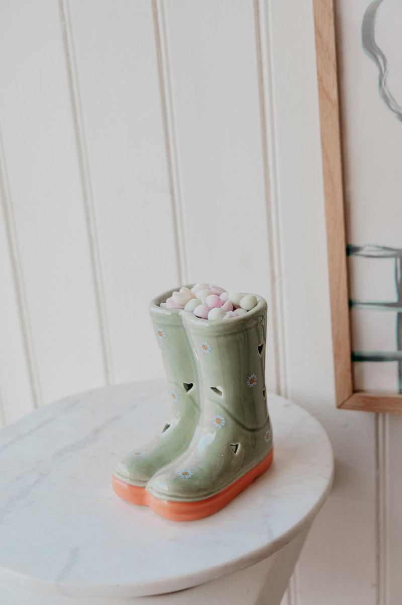 Welly Boots Green and Flowers Melt Oil Burner