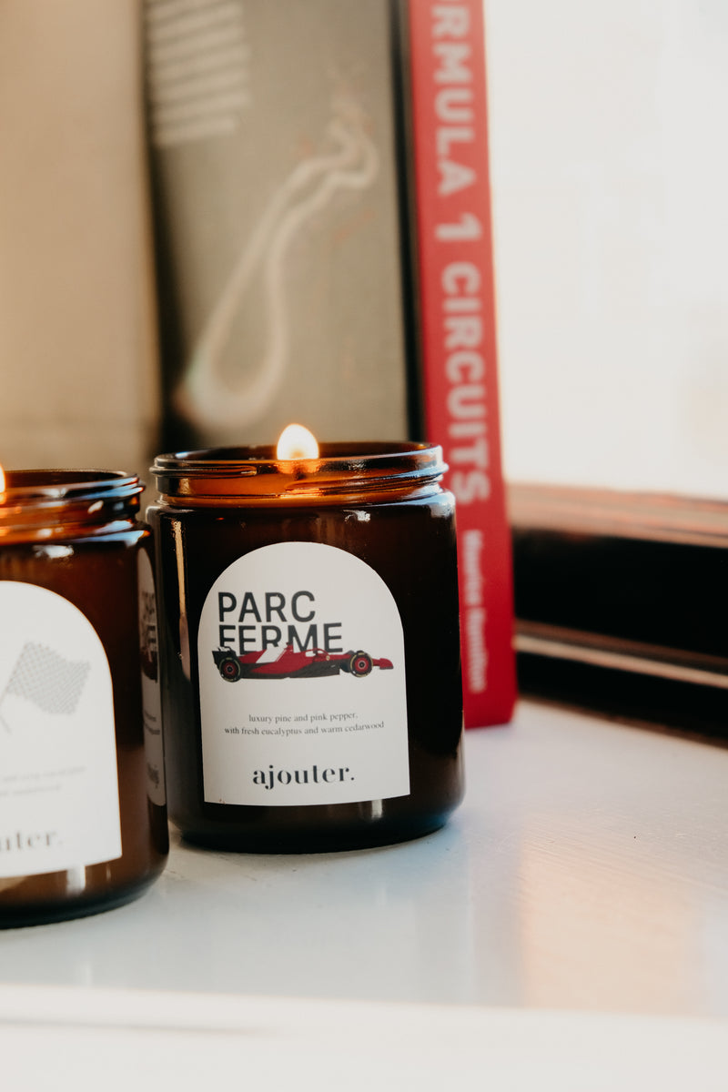 F1 Formula 1 Parc Ferme Candle - custom team options