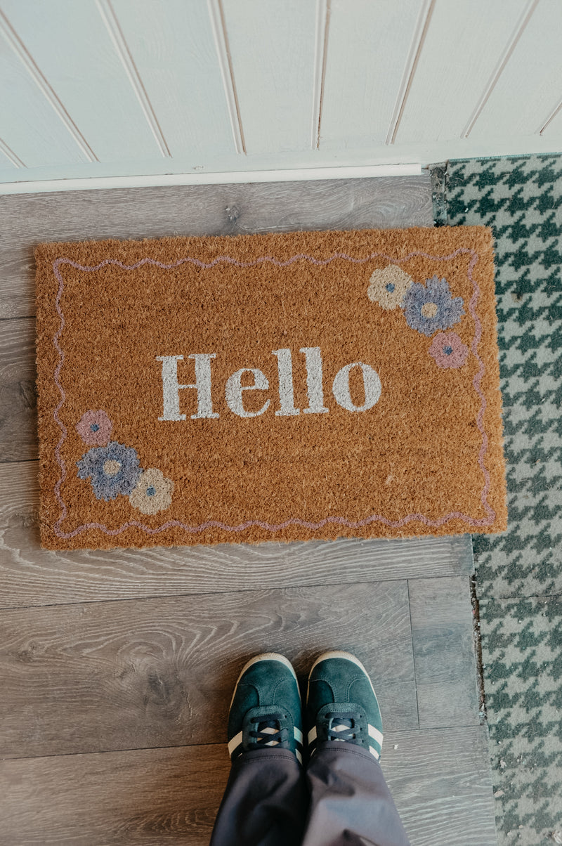 Pastel Cottagecore Hello Floral Doormat