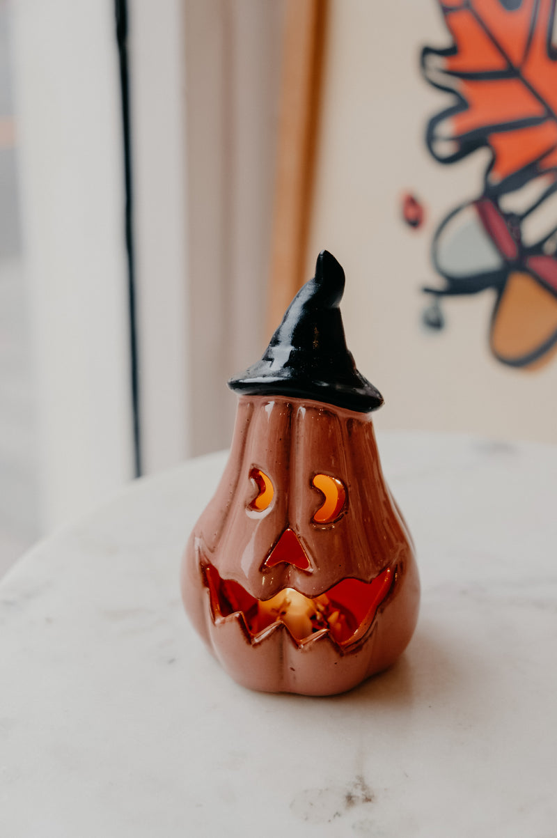 Harriet LED Light Halloweentown Terracotta Pumpkin