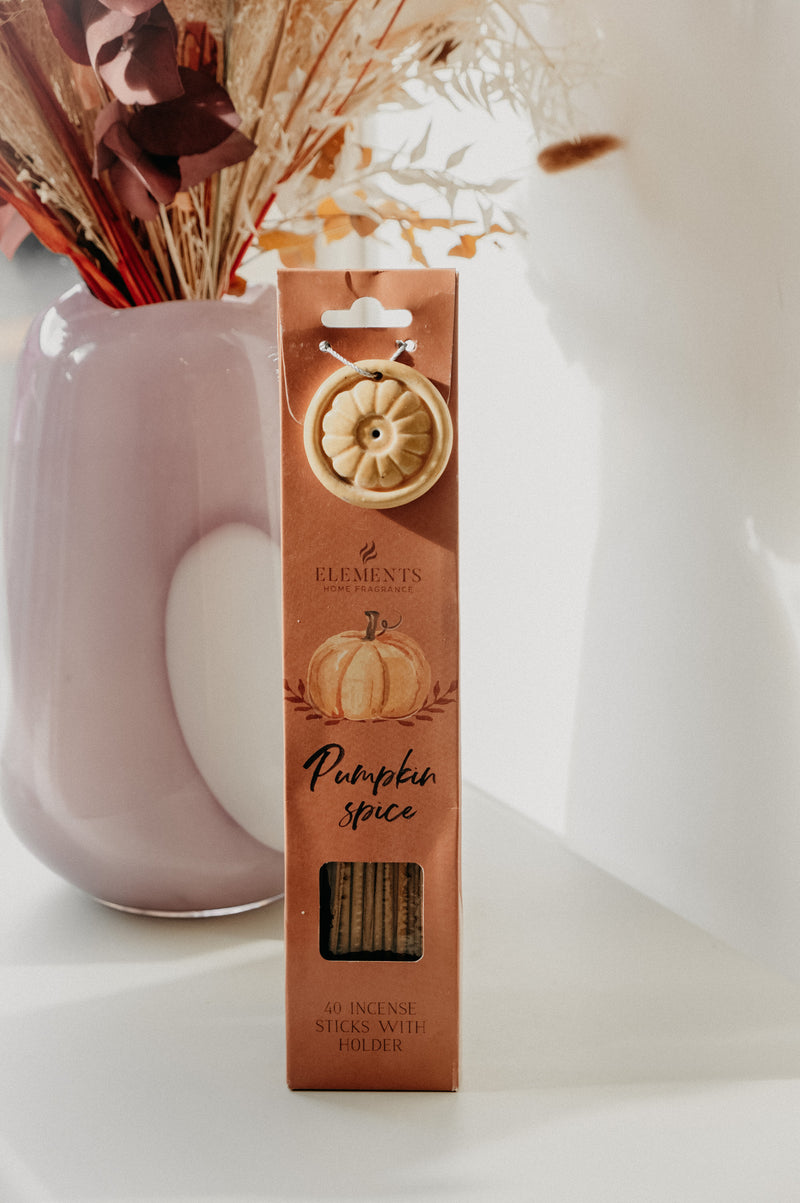 Pumpkin Spice Autumn Incense Sticks with Ceramic Holder