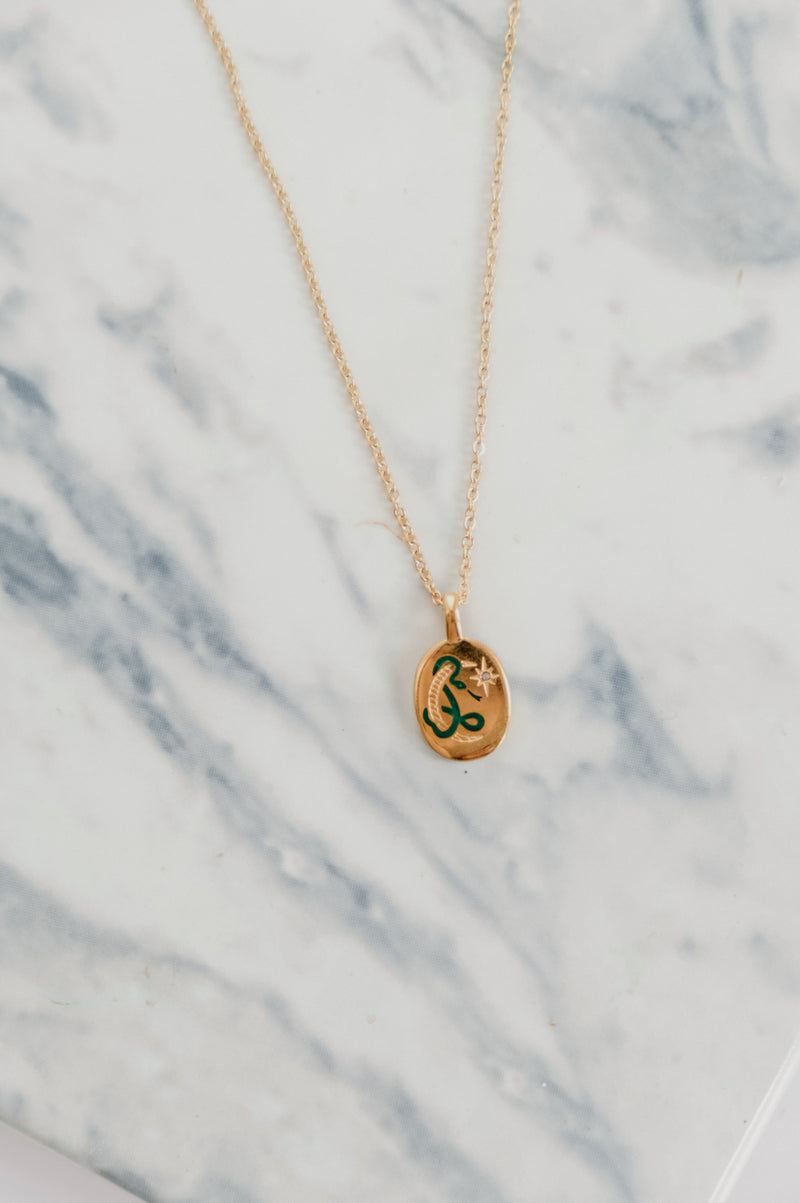Anna Snake and Moon Star Gold Pendant Necklace