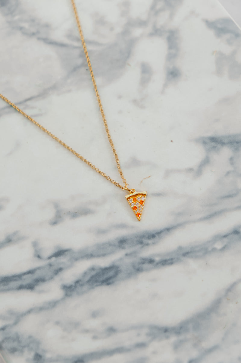 Jessica Pizza Diamante Gold Necklace