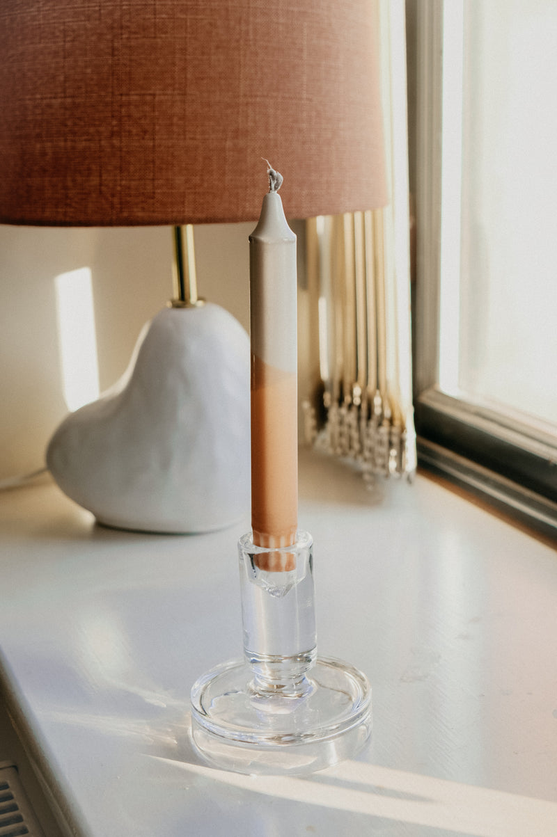 Light Grey and Nude Dipped Pillar Candle