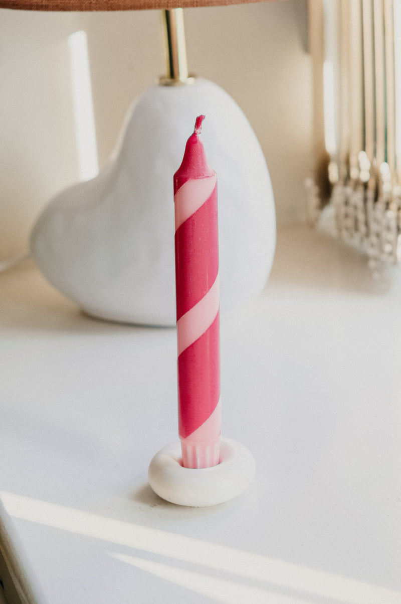 Light Pink and Dark Pink Twisted Pillar Candle