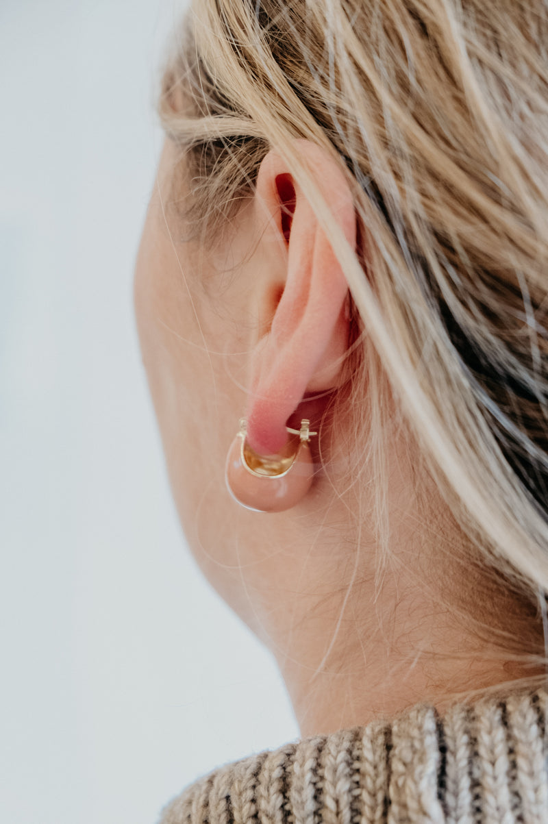 Laila Rose Pink Enamel Hoop 18k Gold Plated Earring