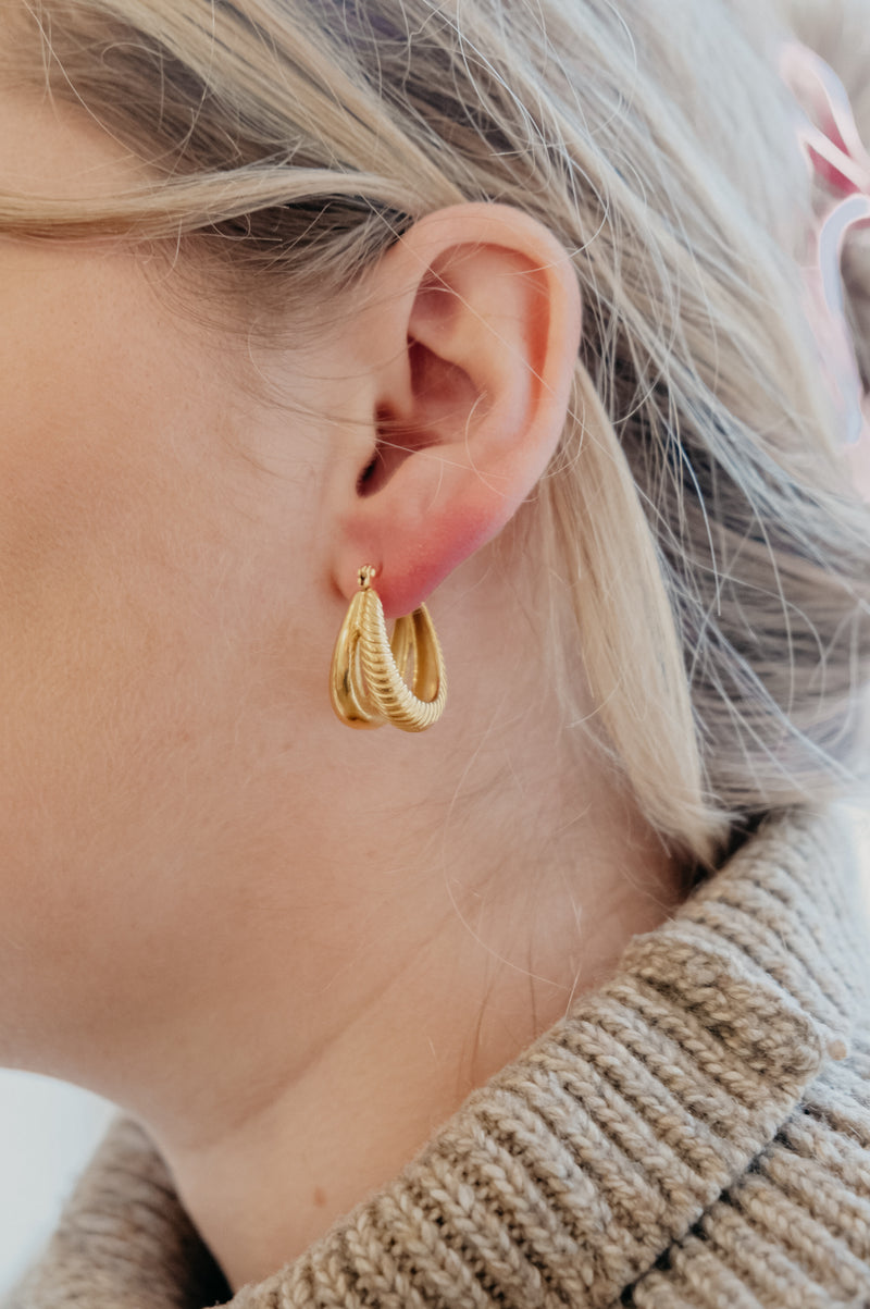 Dottie Double Hoop 18k Gold Plated Earrings
