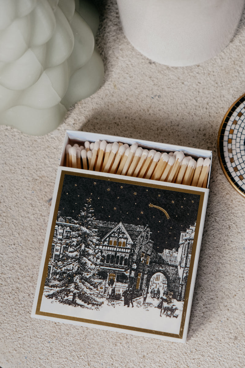 Christmas Town Black and White Festive Matches Matchbox
