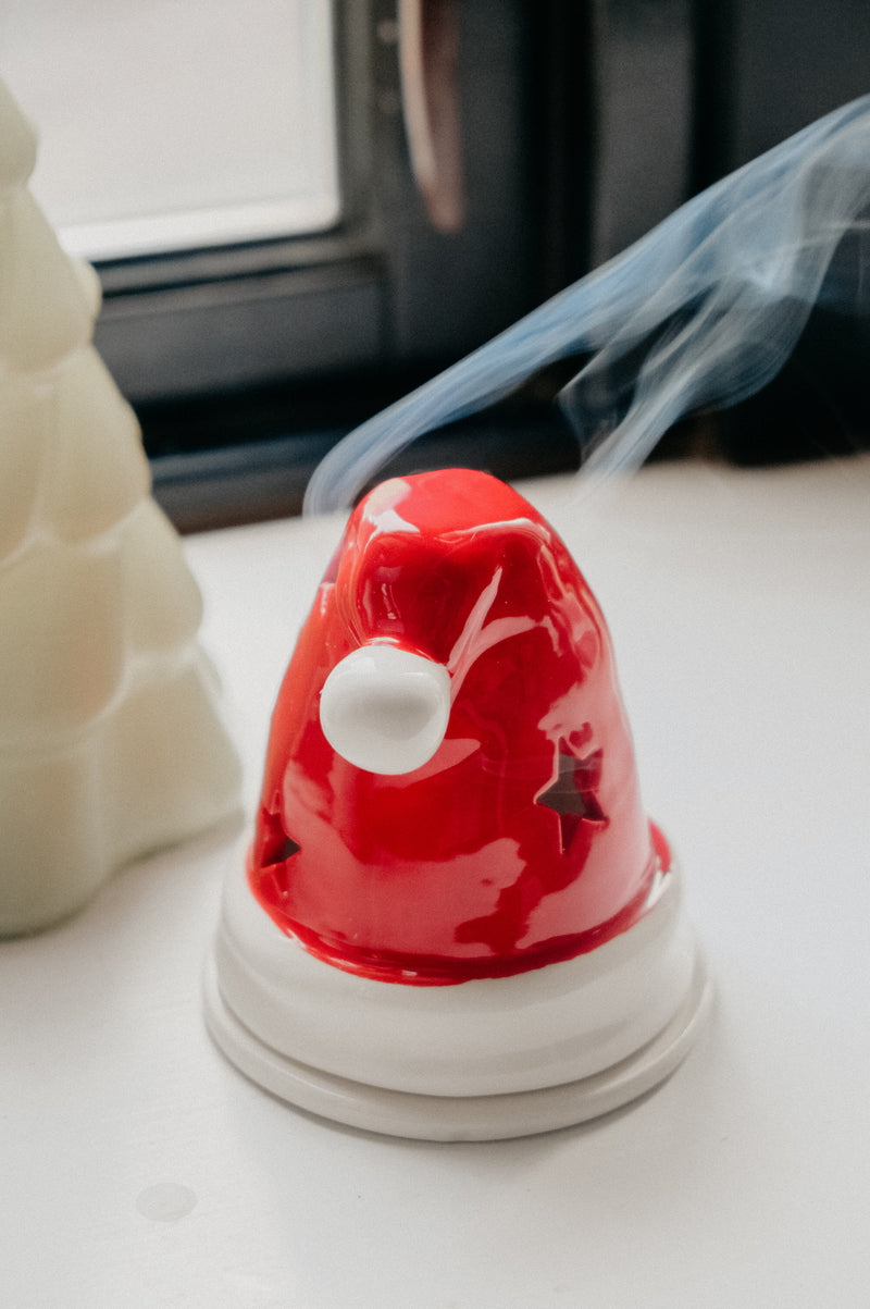 Santa Red Hat Christmas Star Incense Cone Burner / Tealight Holder