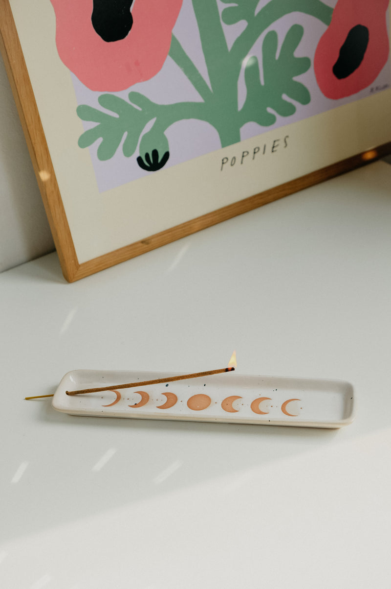 Moon Phase Ceramic Incense Holder