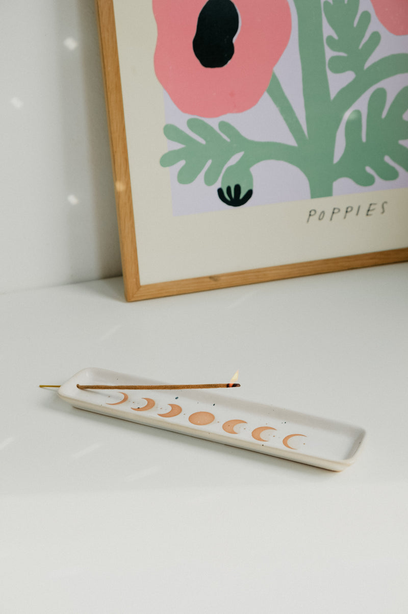 Moon Phase Ceramic Incense Holder