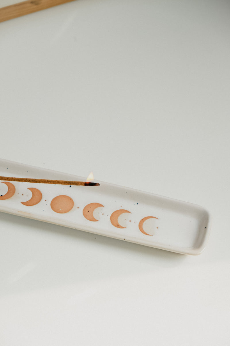 Moon Phase Ceramic Incense Holder