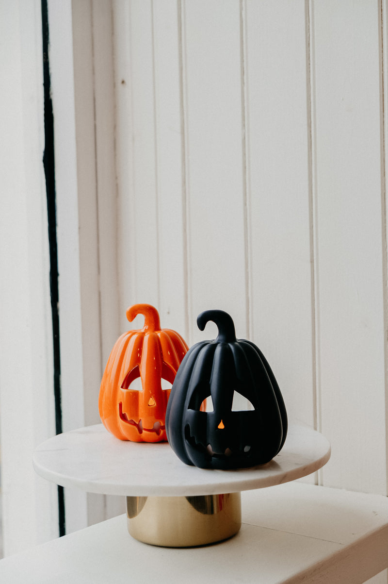 Carved Halloween Pumpkin Lantern Tealight Holder