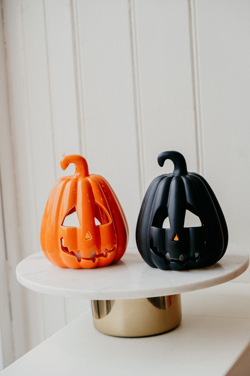Carved Halloween Pumpkin Lantern Tealight Holder