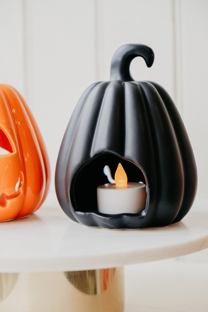 Carved Halloween Pumpkin Lantern Tealight Holder