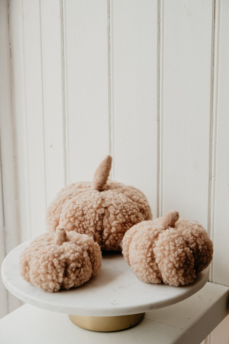 Nude Sherpa Pumpkin Decor /  Door Stop - 3 sizes