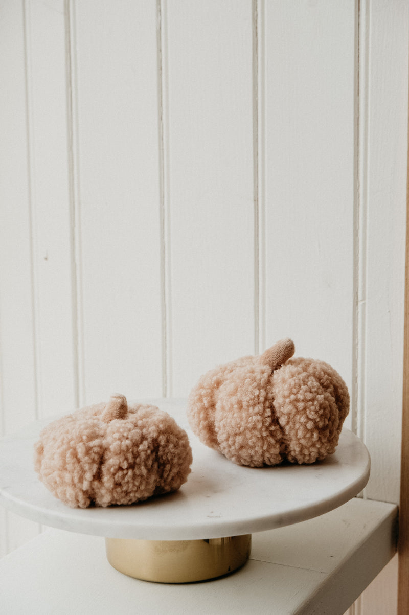Nude Sherpa Pumpkin Decor /  Door Stop - 3 sizes