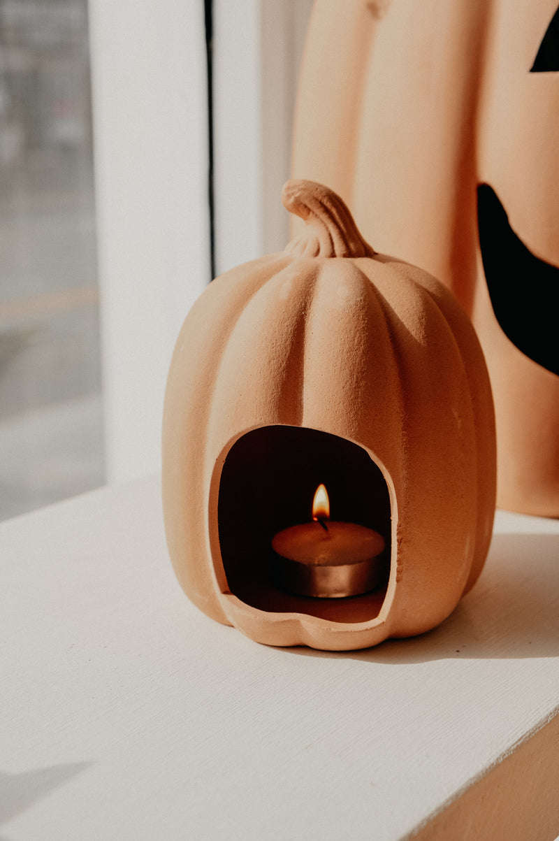Tilly Terracotta Star Pumpkin Tealight Candle Holder Autumn Halloween