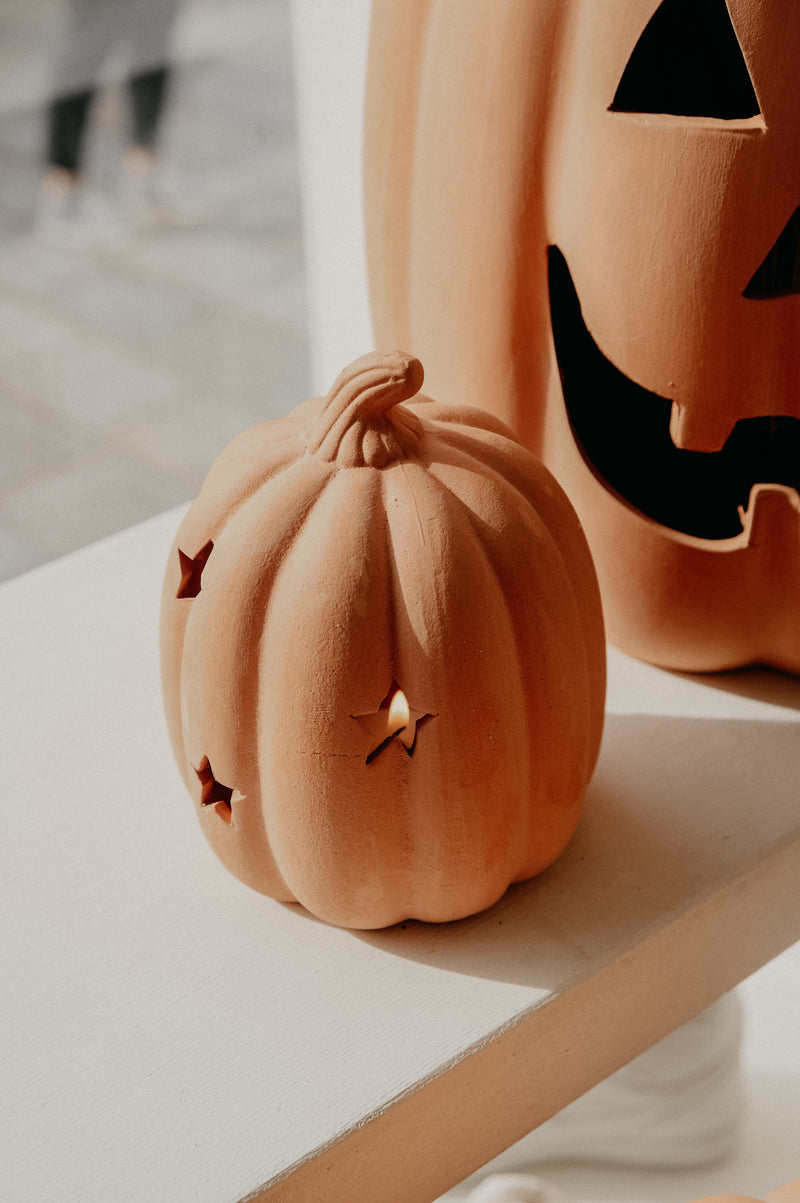 Tilly Terracotta Star Pumpkin Tealight Candle Holder Autumn Halloween