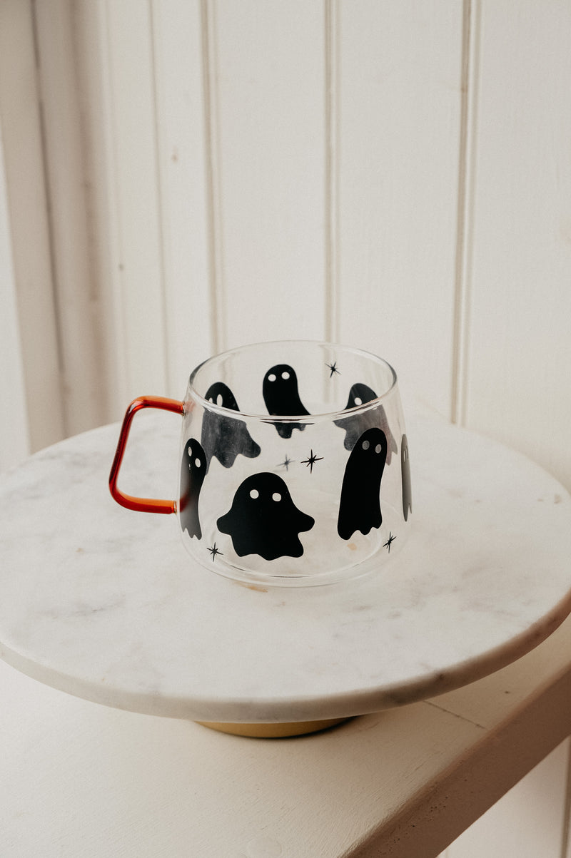 Ghost Glass Halloween Autumn Mug with Amber Handle