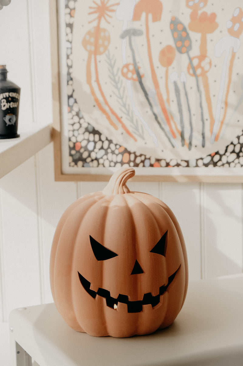 Sofia XL Terracotta Jack-o-Lantern Pumpkin Tealight Holder Halloween Autumn