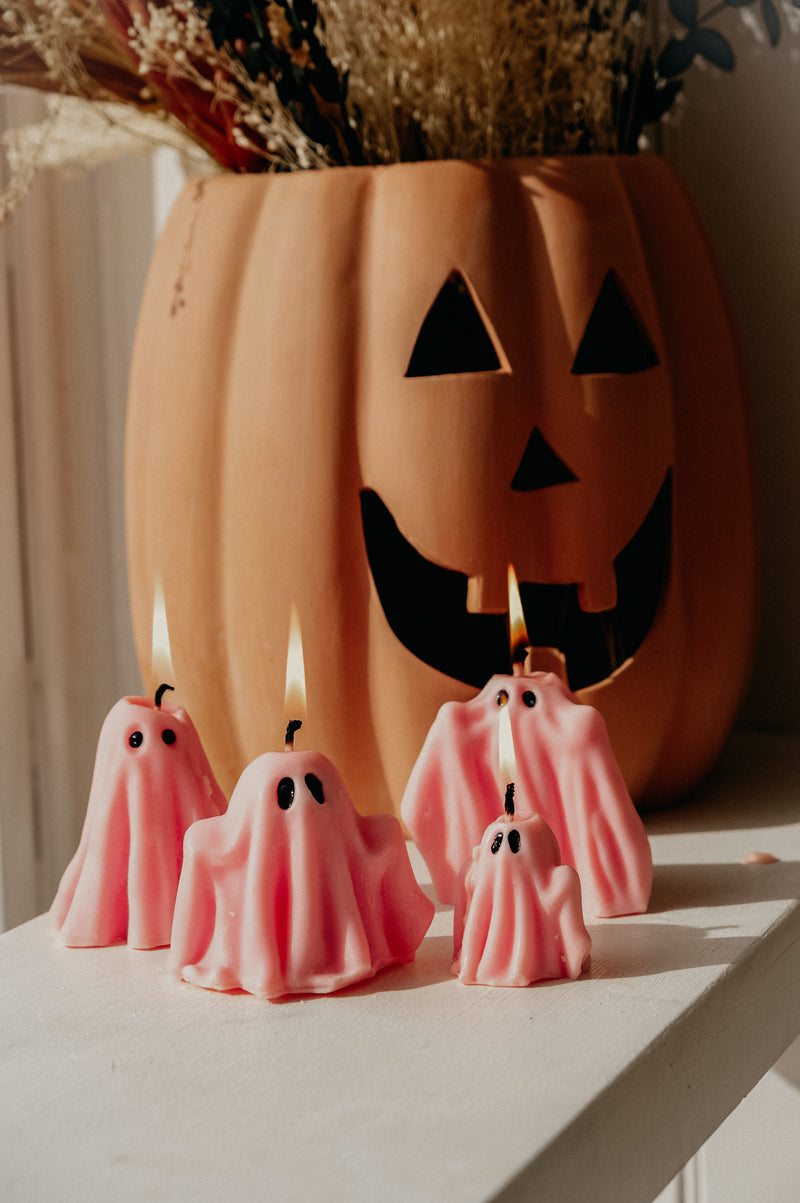 Ghost Pink / Purple Halloween Autumn Soy Wax Candle