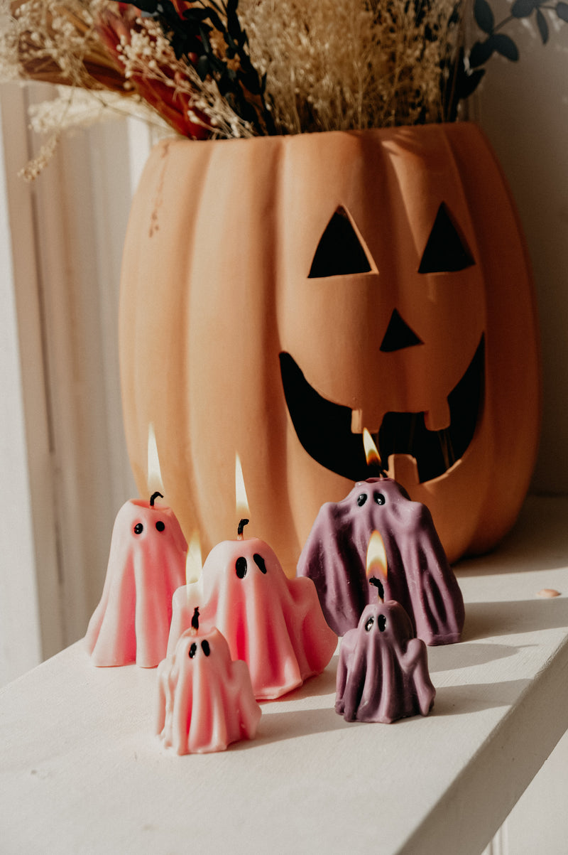 Ghost Pink / Purple Halloween Autumn Soy Wax Candle