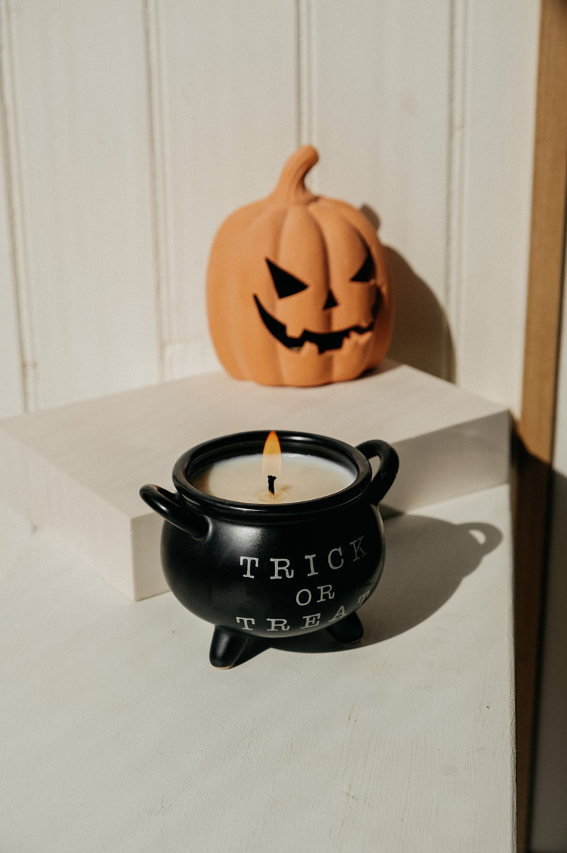 Cauldron Pumpkin Cream Halloween Autumn Candle