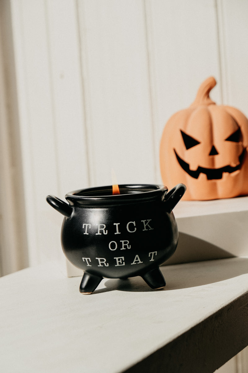 Cauldron Pumpkin Cream Halloween Autumn Candle
