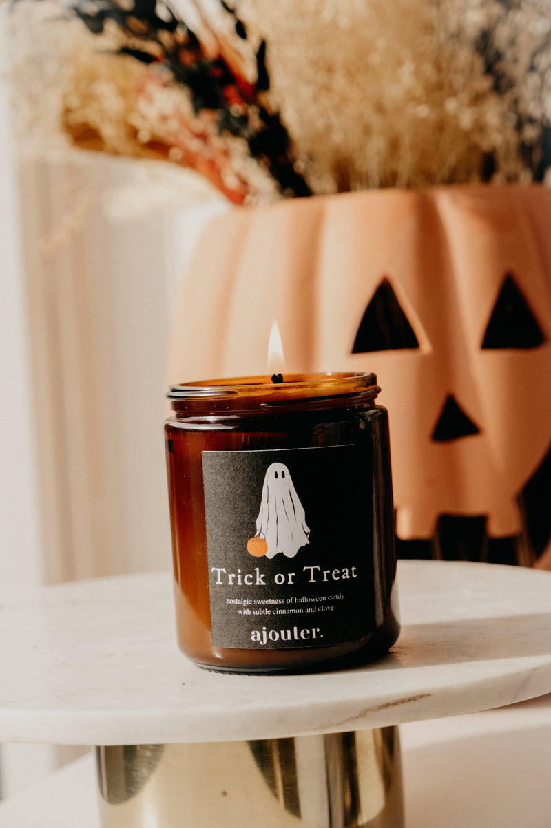 Trick or Treat Ghost Autumn Halloween Candle
