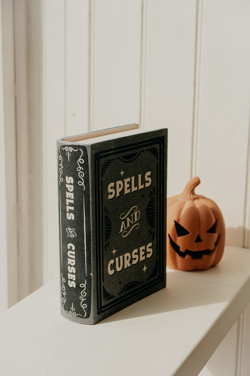Spells and Curses Storage Book Halloween Autumn Decor
