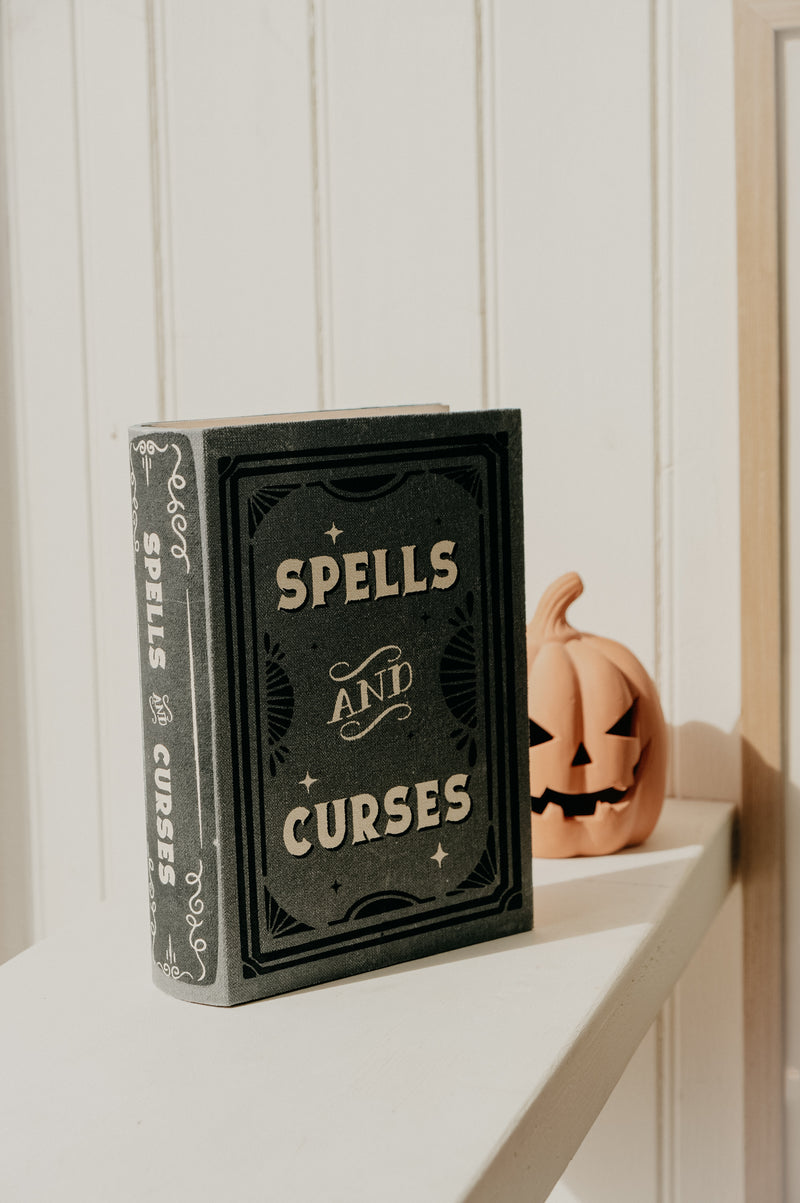 Spells and Curses Storage Book Halloween Autumn Decor