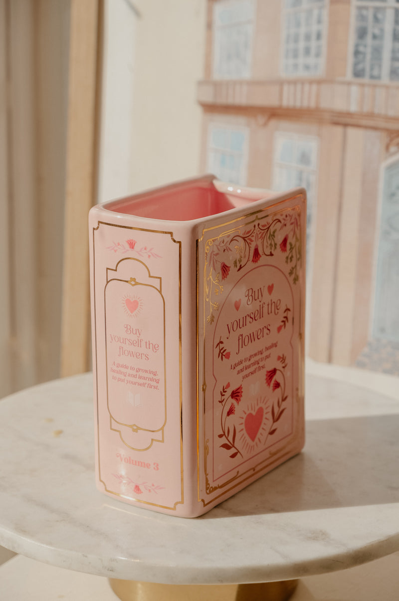 Jazmine Buy Yourself The Flowers Pastel Pink Book Shaped Vase