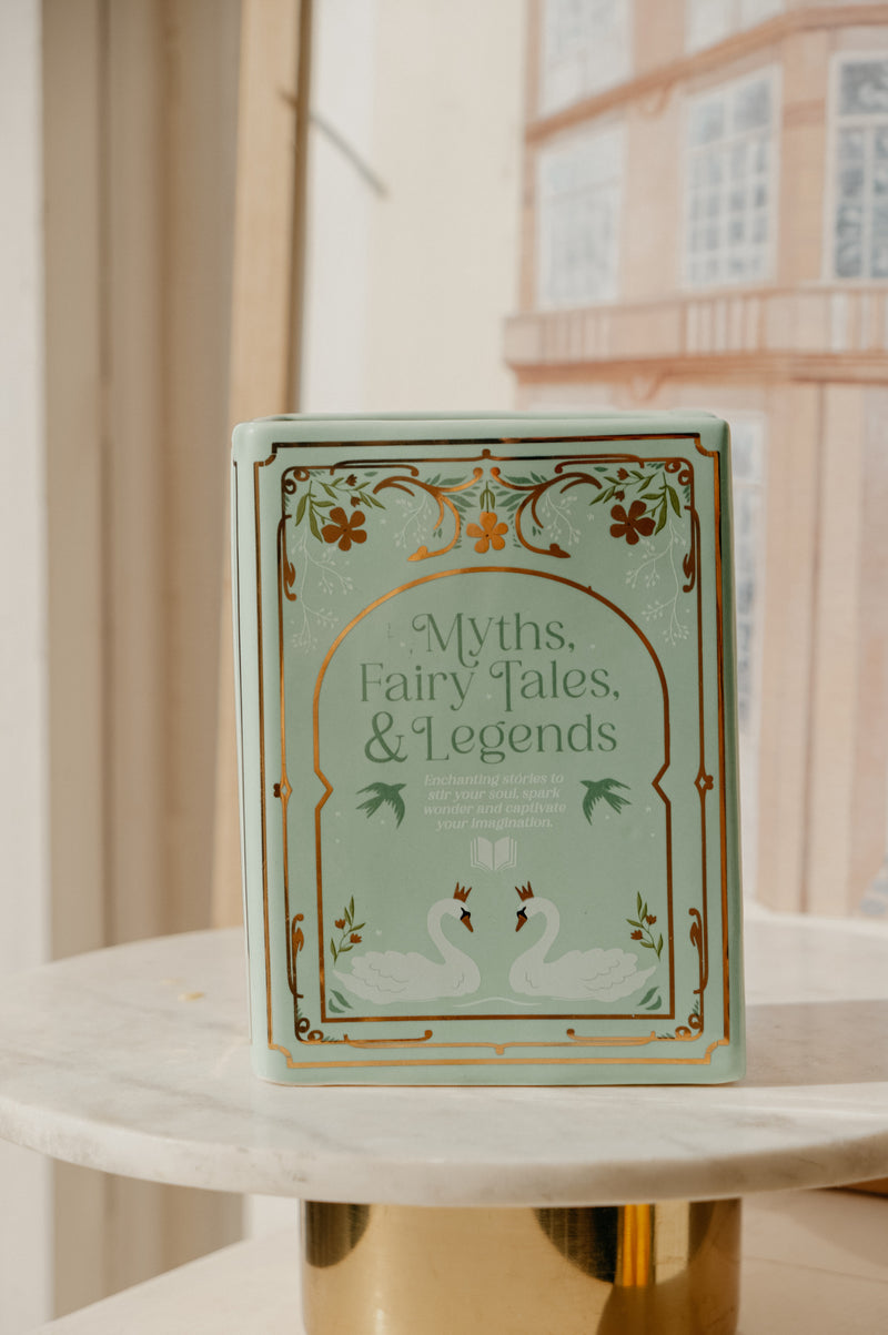 Jazmine Myths, Fairytales and Legends Sage Green Book Shaped Vase