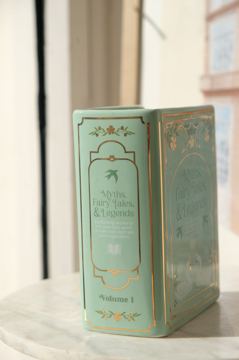 Jazmine Myths, Fairytales and Legends Sage Green Book Shaped Vase