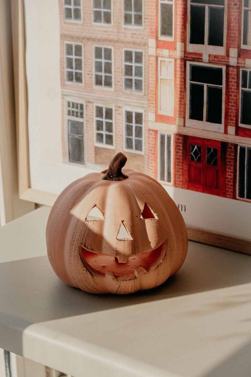 Rustic Pumpkin Terracotta Large Halloween Autumn Tealight Holder