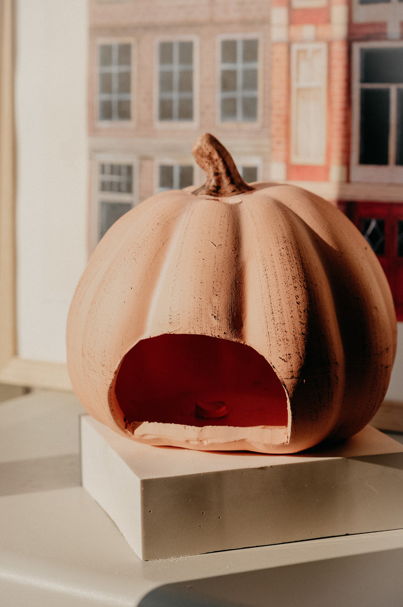Rustic Pumpkin Terracotta Large Halloween Autumn Tealight Holder