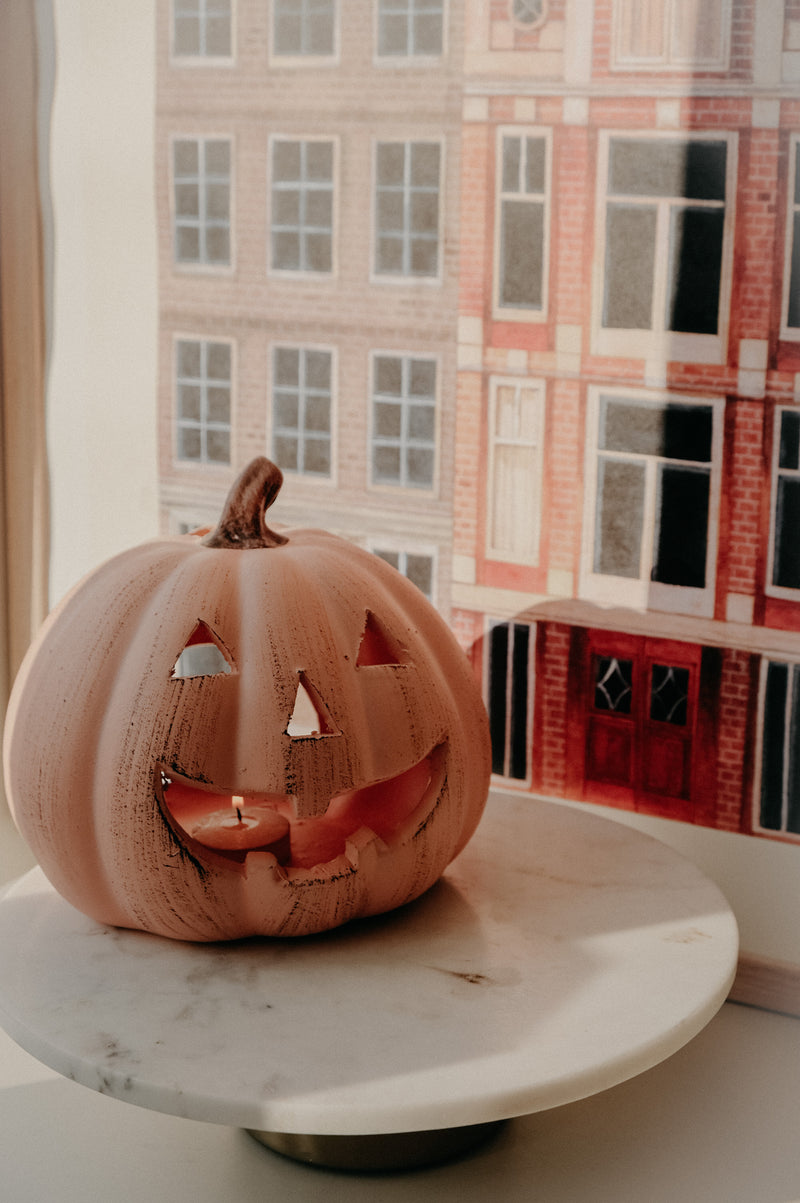 Rustic Pumpkin Terracotta Large Halloween Autumn Tealight Holder
