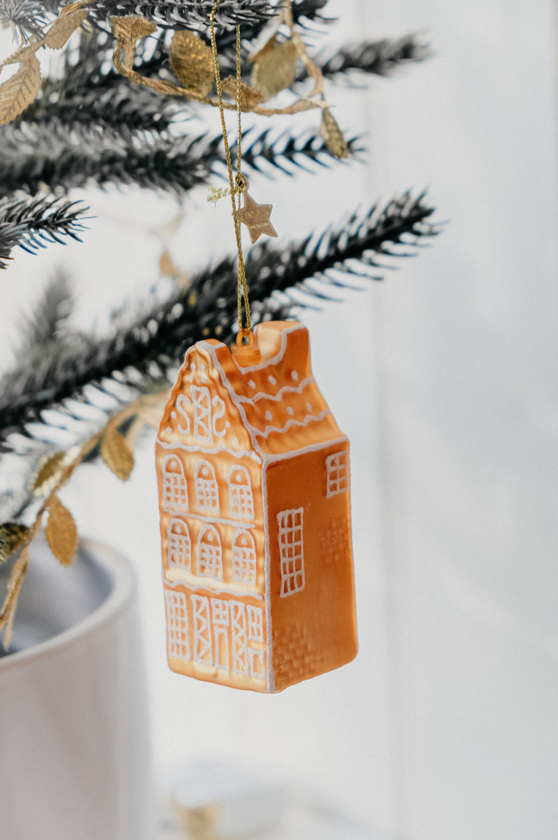 Abigail Amsterdam Canal Gingerbread House Glass Christmas Tree Bauble Ornament